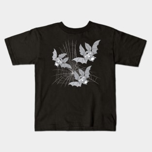 Three little bats on a spider mesh Kids T-Shirt